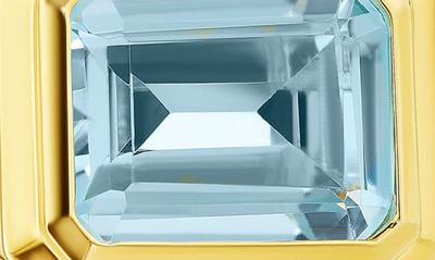 House Of Frosted Kim Horizontal Emerald Cut Blue Topaz Ring In Gold