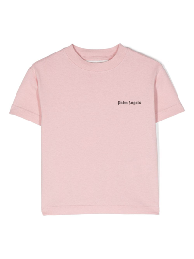 Shop Palm Angels Logo-print Cotton T-shirt In Pink