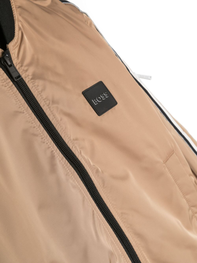 Shop Bosswear Logo-patch Bomber Jacket In Brown