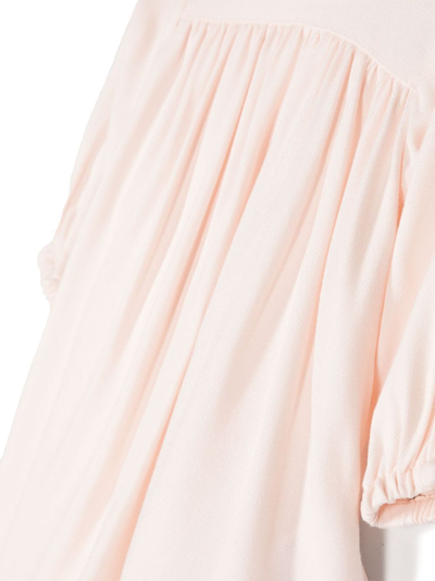Shop Michael Kors Logo-embroidered Ruffle-detail Dress In Pink
