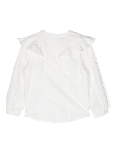 Shop Chloé Embroidered-design Cotton Blouse In White