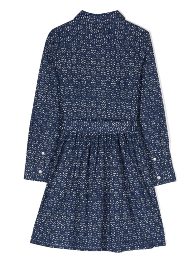 Polo Ralph Lauren Louella Pleated-skirt Dress In Blue