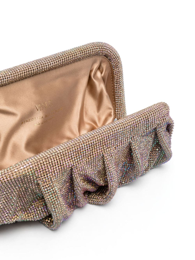 Shop Benedetta Bruzziches Rhinestone-embellished Draped Clutch Bag In Gold