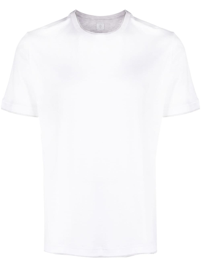 Eleventy Hem And Collar Contrast T-shirt In White