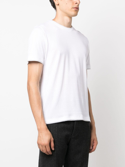 Eleventy Hem And Collar Contrast T-shirt In White