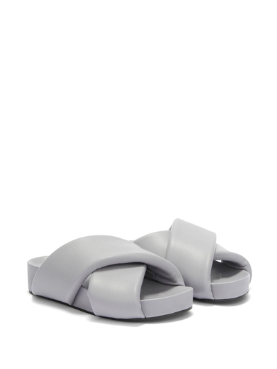 Jil Sander Cross-over Leather Sandals In Grey