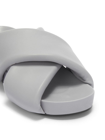 Jil Sander Cross-over Leather Sandals In Grey