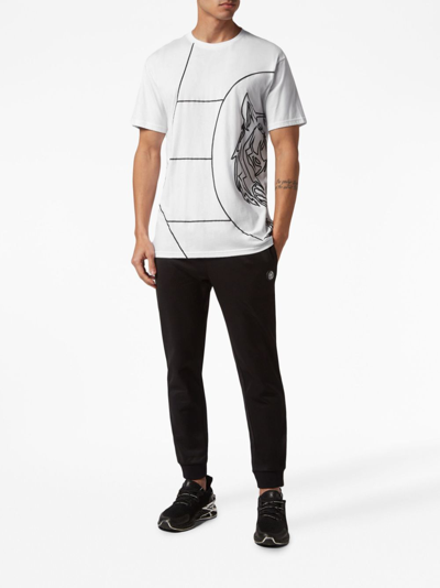 Shop Plein Sport Tiger Court-print Cotton T-shirt In White
