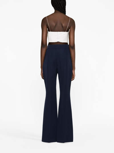 Shop Balmain Flared Tailored Trousers In Blue