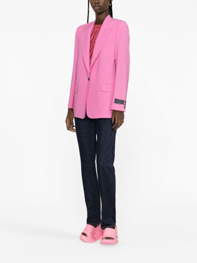 Shop Msgm Single-breasted Blazer In Pink