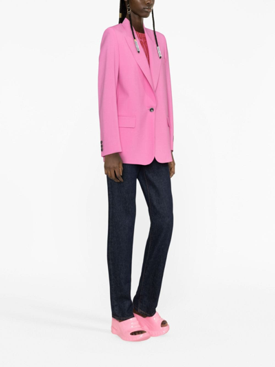 Shop Msgm Single-breasted Blazer In Pink
