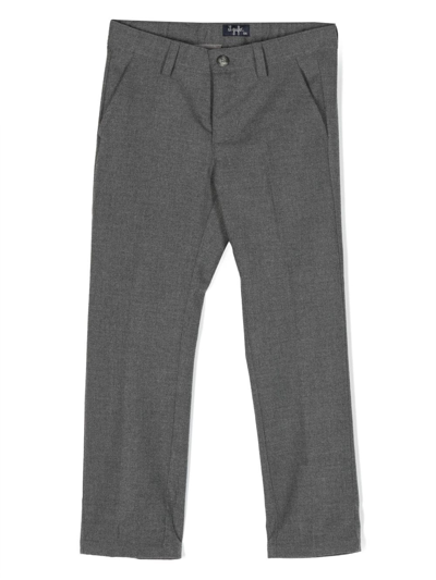 Shop Il Gufo Straight-leg Cotton Trousers In Grey