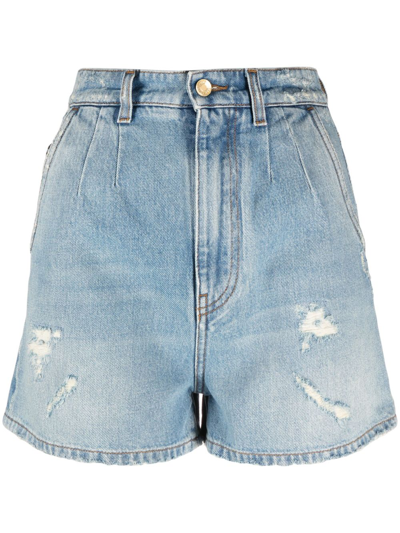 Shop Dolce & Gabbana High-waisted Denim Shorts In Blue