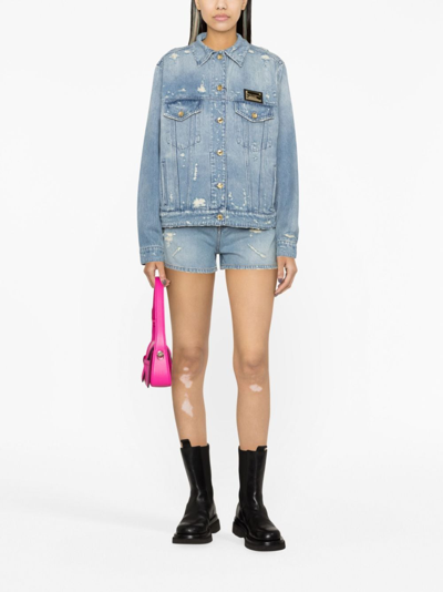 Shop Dolce & Gabbana High-waisted Denim Shorts In Blue