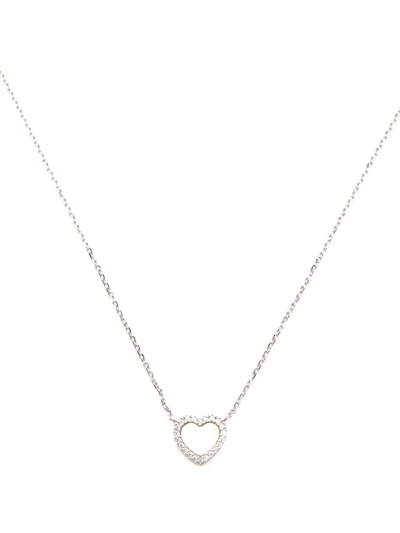 Shop Apm Monaco Heart Rhinestone Embellished Necklace In Silver