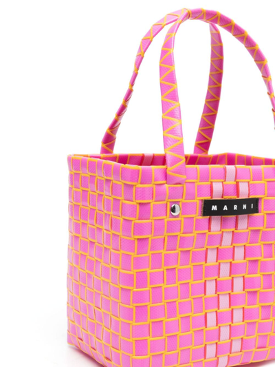 Shop Marni Market Interwoven Basket Bag In Pink