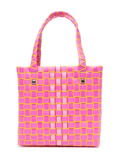 Shop Marni Market Interwoven Basket Bag In Pink