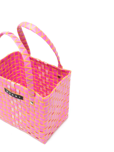 Shop Marni Market Interwoven Basket Bag In Pink