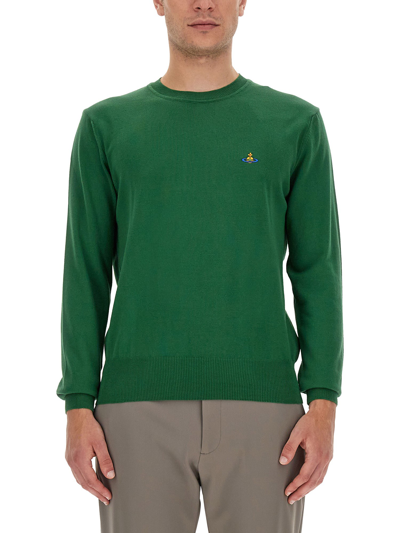 Shop Vivienne Westwood Jersey With Orb Embroidery In Green