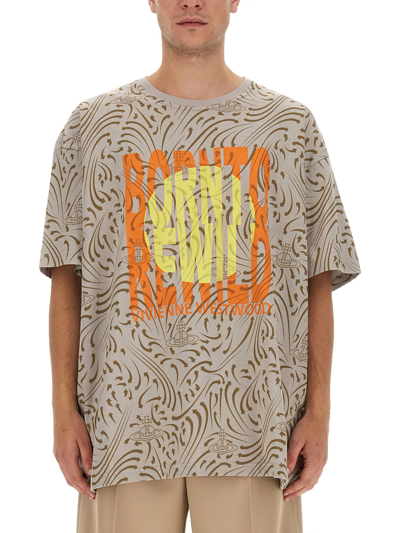 Shop Vivienne Westwood "born To Rewild" T-shirt In Grey