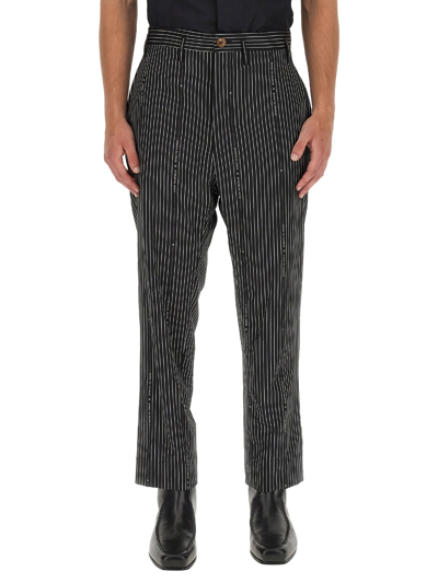 Vivienne Westwood Pinstripe Tailored Pants With High Waist In Black