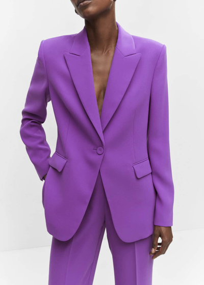 Shop Mango Suit Blazer With Buttons  Purple