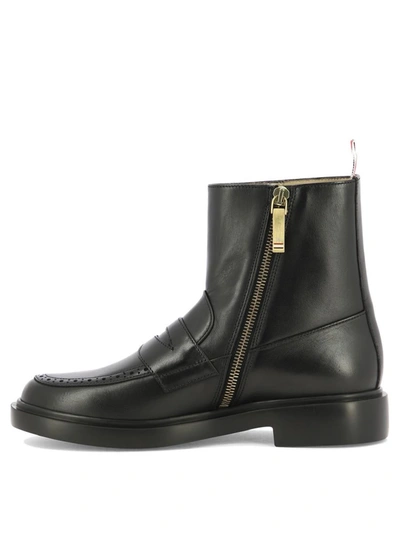 Shop Thom Browne "penny Loafer" Ankle Boots In Black