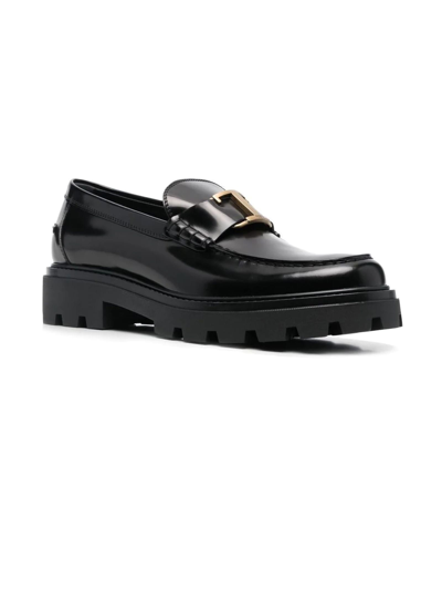 Shop Tod's T Timeless Loafers In Black Leather In Nero