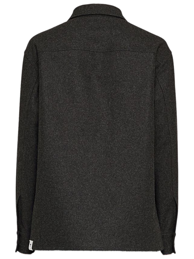 Shop Jil Sander Virgin Wool Flannel Shirt Jacket In Grigio