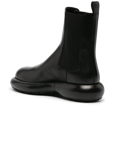 Shop Jil Sander Black Calf Leather Ankle Boots In Nero