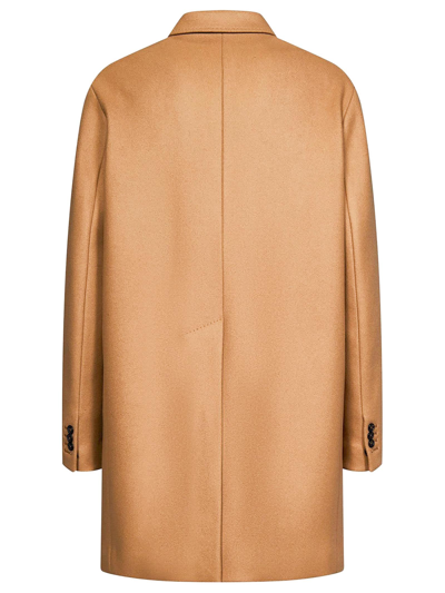 Shop Dsquared2 Camel Brown Virgin Wool Blend Coat In Beige