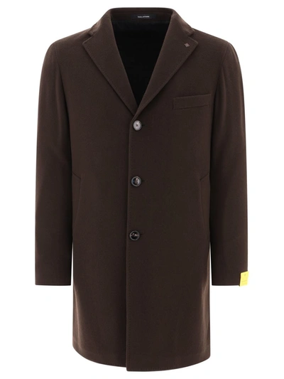 Shop Tagliatore Single-breasted Coat In Brown