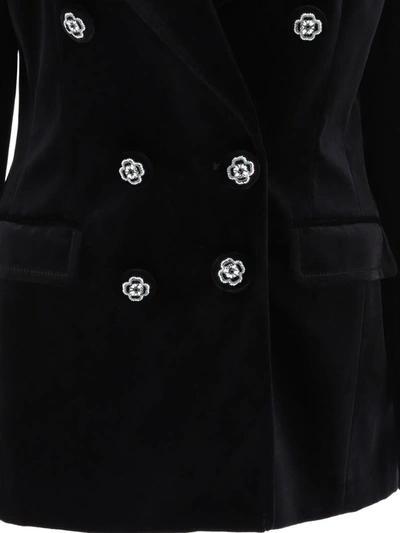 Shop Etro Double-breasted Velvet Blazer In Black
