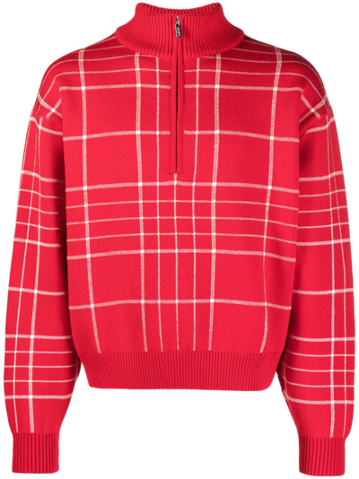 Shop Jacquemus Kariertes La Maille Carro Sweatshirt In Red