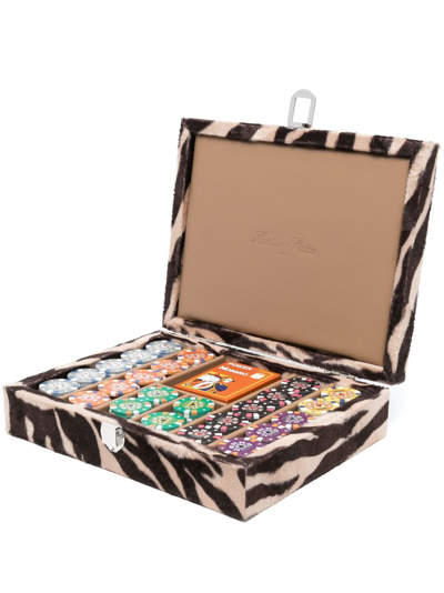 Shop Hector Saxe X Browns Brown Zebra Print Leather Poker Set