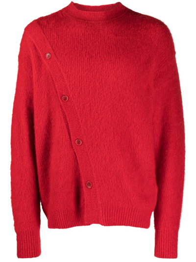 Shop Jacquemus Red Pau Knitted Cardigan
