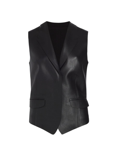 Shop Norma Kamali Women's Faux Leather Vest In Black