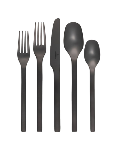 Shop Villeroy & Boch Manufacture Cutlery 5 Piece Place Setting In Black