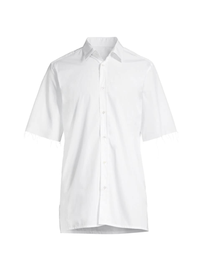 Shop Maison Margiela Men's Poplin Raw-edge Shirt In White