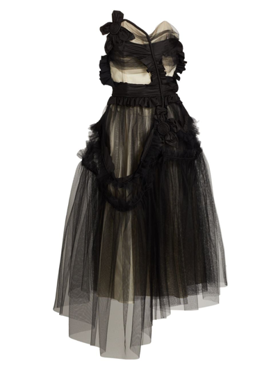 Shop Maison Margiela Women's Tulle Strapless Midi Gown In Black