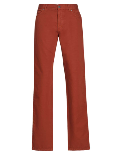 Shop Zegna Men's Garment-dyed Five-pocket Pants In Red