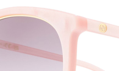 Shop Gucci 56mm Round Sunglasses In Pink Pink Violet