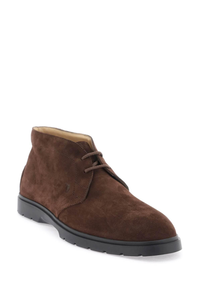 Shop Tod's Suede Leather Ankle Boots In Brown