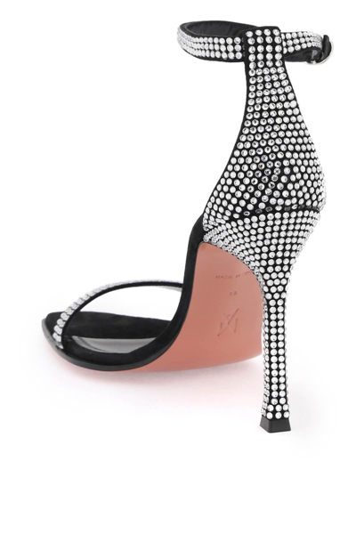 Shop Amina Muaddi Crystals 'kim' Sandals In Black