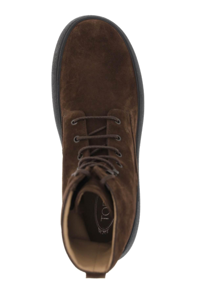 Shop Tod's W.g. Suede Lace-up Ankle Boots In Brown