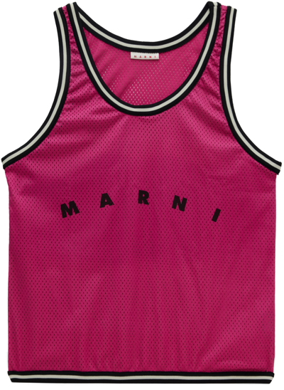 Shop Marni Pink Logo Tote In Zo601 Fuchsia/black/