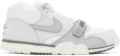 Shop Nike White & Gray Air Trainer 1 Sneakers In Photon Dust/lt Smoke