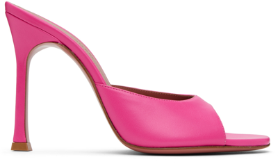Amina Muaddi Alexa Leather Stiletto Mule Sandals In Lotus Pink