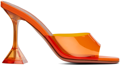 Shop Amina Muaddi Orange Lupita Glass Slipper Heeled Sandals In Sun