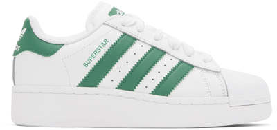 Shop Adidas Originals White & Green Superstar Xlg Sneakers In Ftwr White/semi Cour